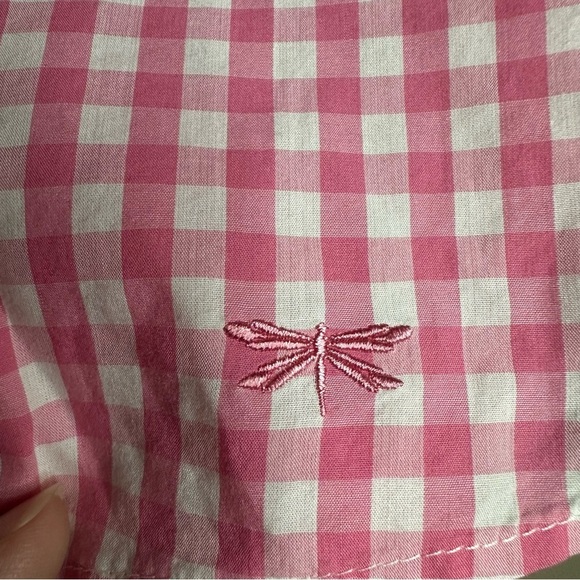 Talbots Women 14 Petite Pink White Button Shirt Gingham Plaid Western Preppy - Picture 2 of 7